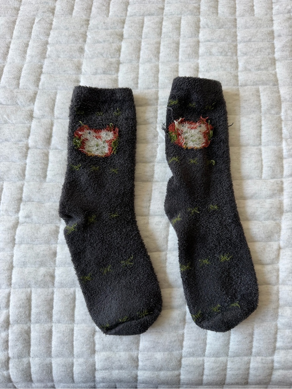 Free People Charcoal Cozy Fuzzy Socks with Owl